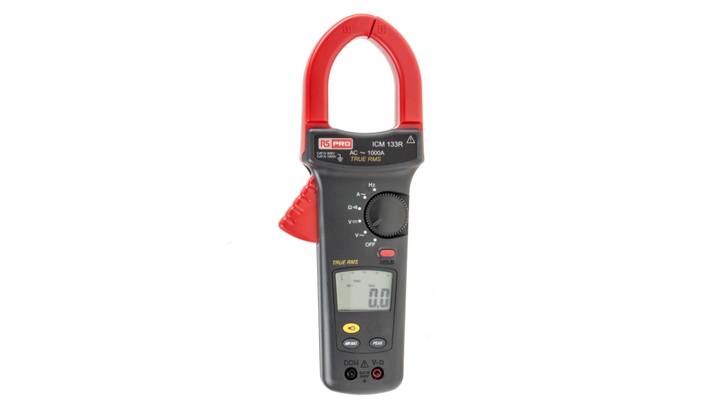 RS PRO ICM133R Clamp Meter, Max Current 1000A ac CAT III 1000 V, CAT IV 600 V With RS Calibration