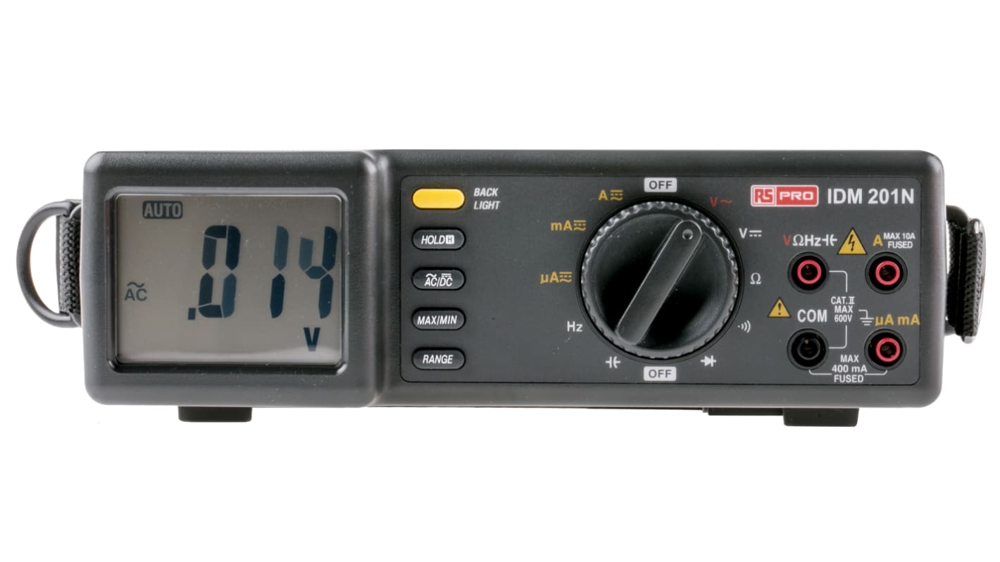 RS PRO IDM201 Multimeter, 10A ac, 600V ac, RSCAL kalibreret