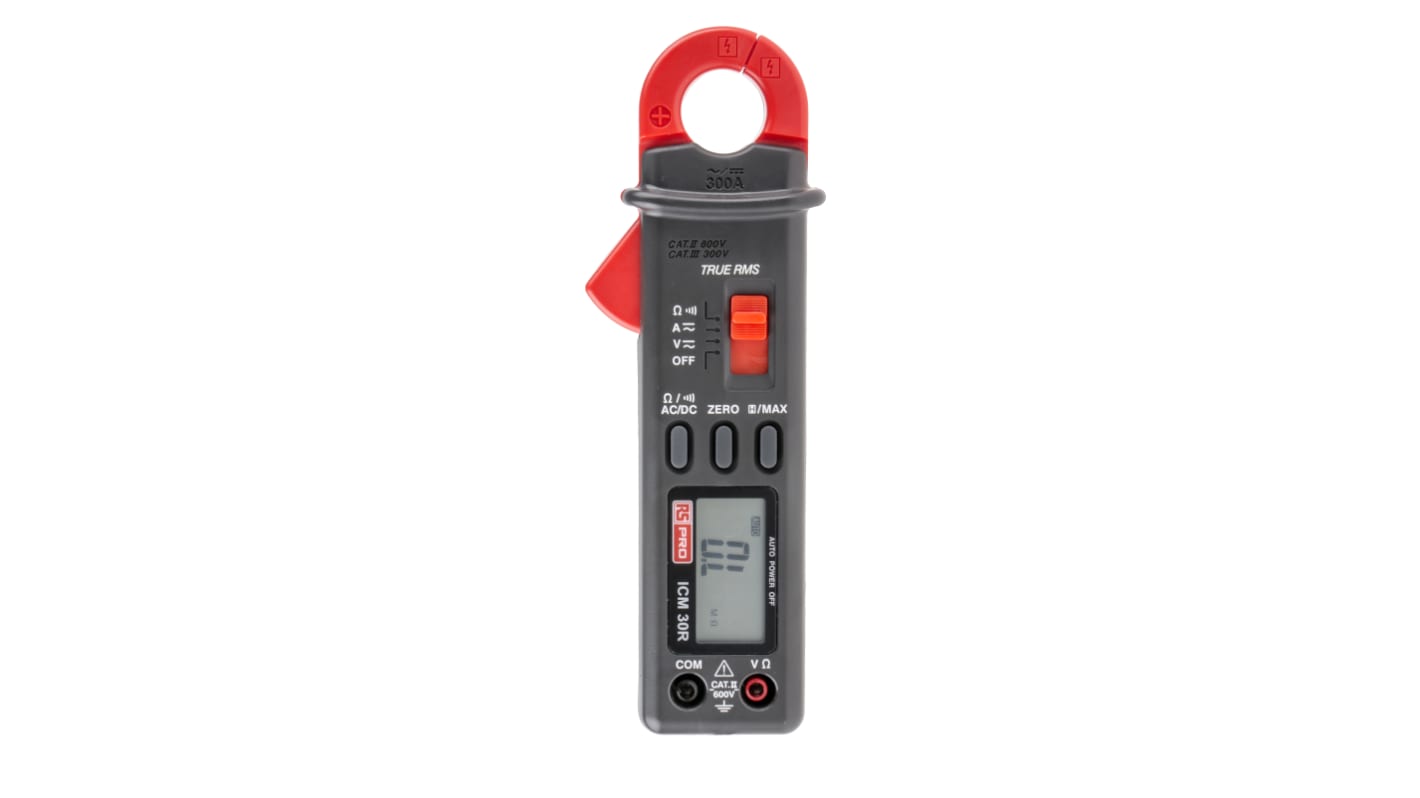 RS PRO ICM30R Clamp Meter, 300A dc, Max Current 300A ac CAT III 300V With UKAS Calibration