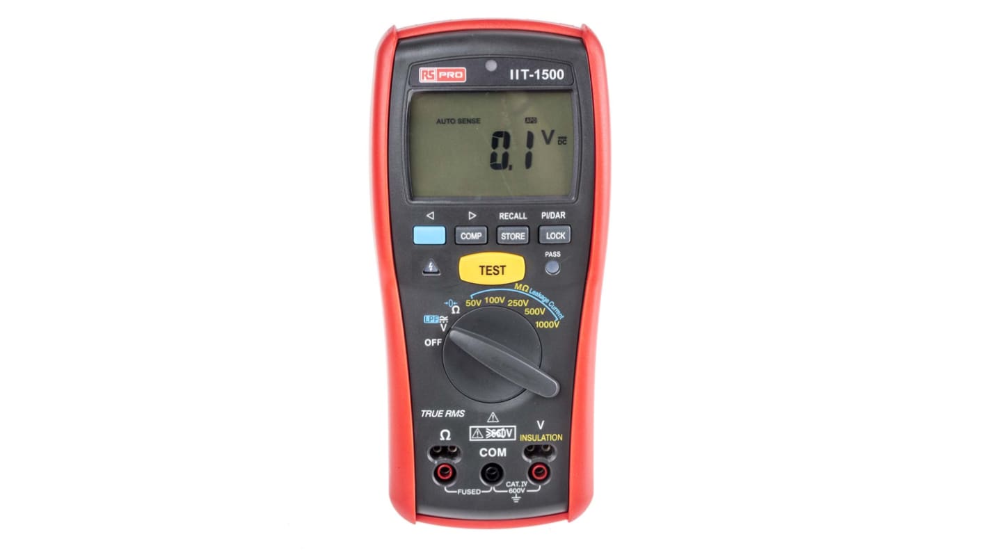 RS PRO IIT1500 Insulation Tester, 50V Min, 1000V Max, 20GΩ Max, CAT IV - RS Calibration