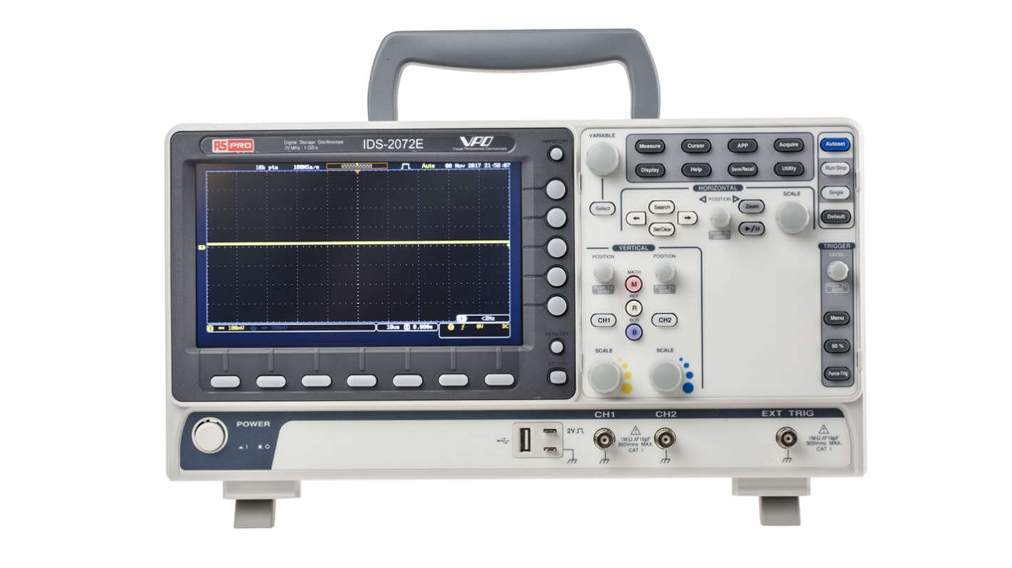 RS PRO IDS2072E Digital Portable Oscilloscope, 2 Analogue Channels ...