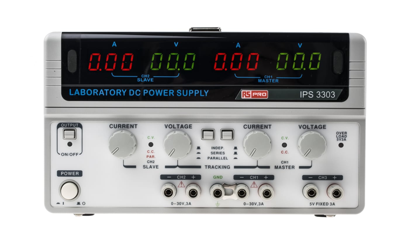 Fuente de alimentación RS PRO, calibrado UKAS, 3 salidas, 0 → 5V, 3A, 195W