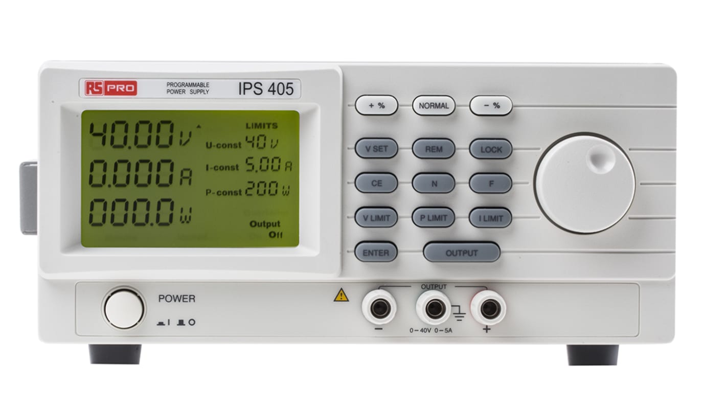 Fuente de alimentación RS PRO, calibrado RS, 1 salida, 0 → 40V dc, 0 → 5A, 200W