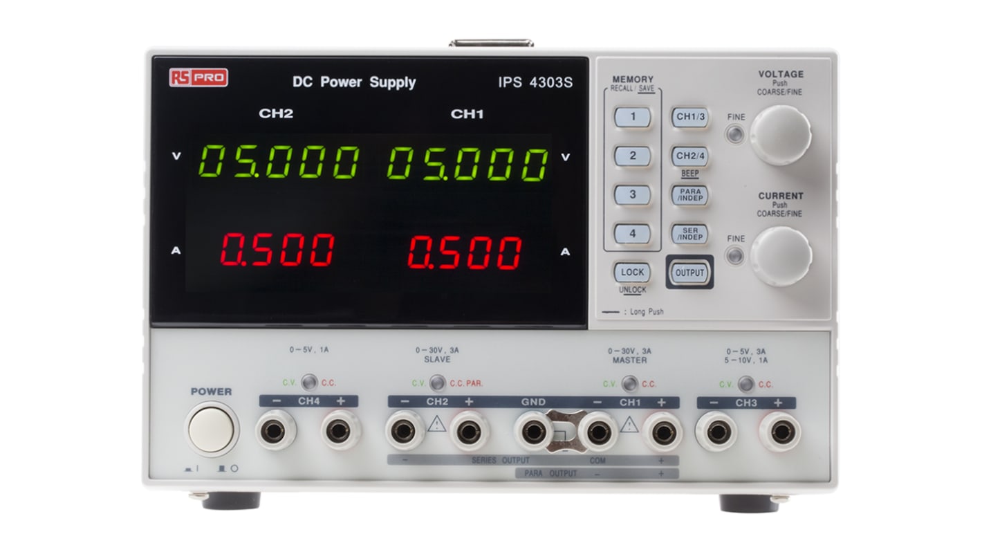 Fuente de alimentación RS PRO, calibrado RS, 4 salidas, 0 → 5V, 0 → 1A, 195W