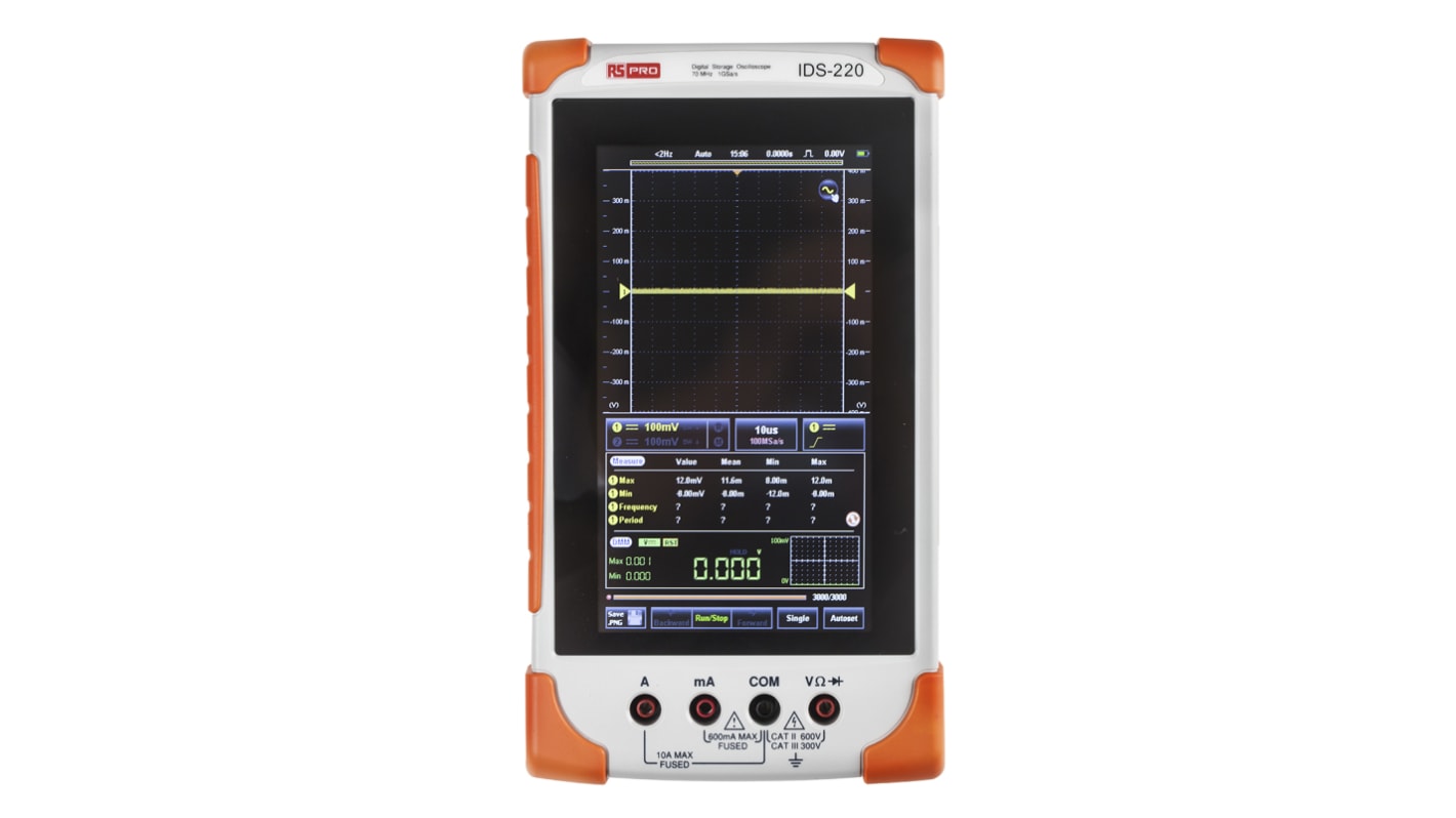 RS PRO IDS220 Digital Storage Oscilloscope, 2 Analogue Channels, 200MHz - UKAS Calibrated