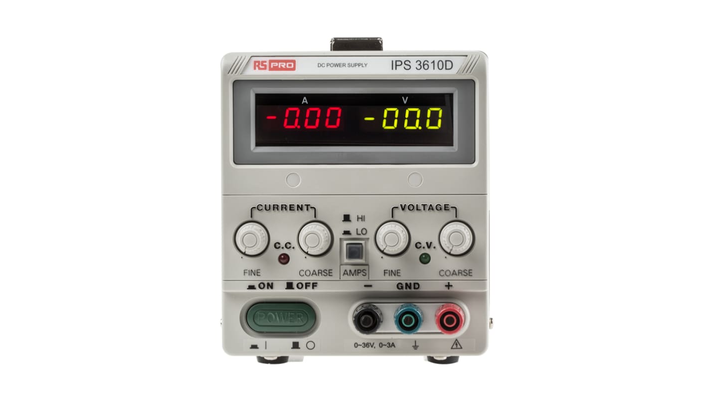 RS PRO Digital Bench Power Supply, 0 → 36V dc, 0 → 10A, 1-Output, 360W - RS Calibrated