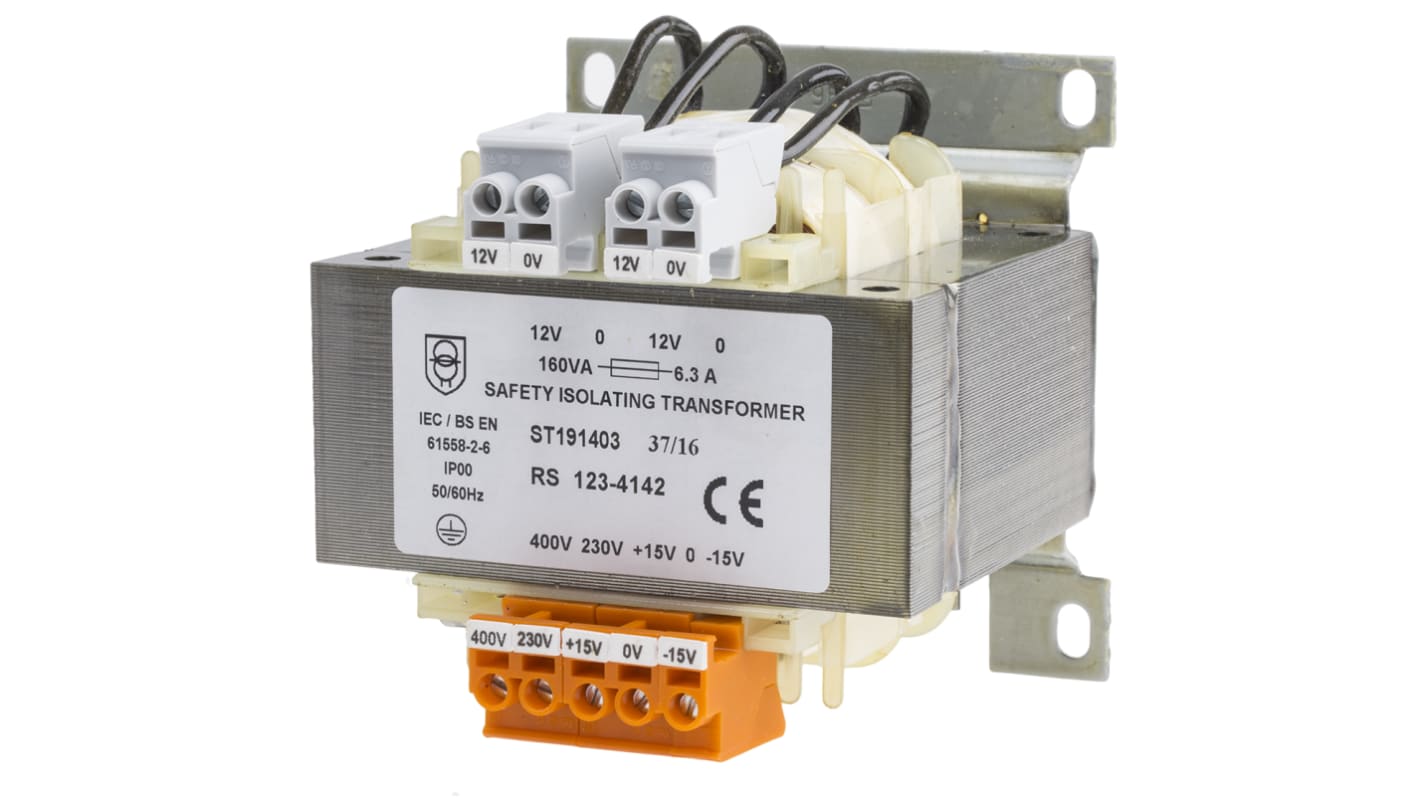 RS PRO 160VA DIN Rail Transformer, IEC 6155826, 230 → 400V ac Primary