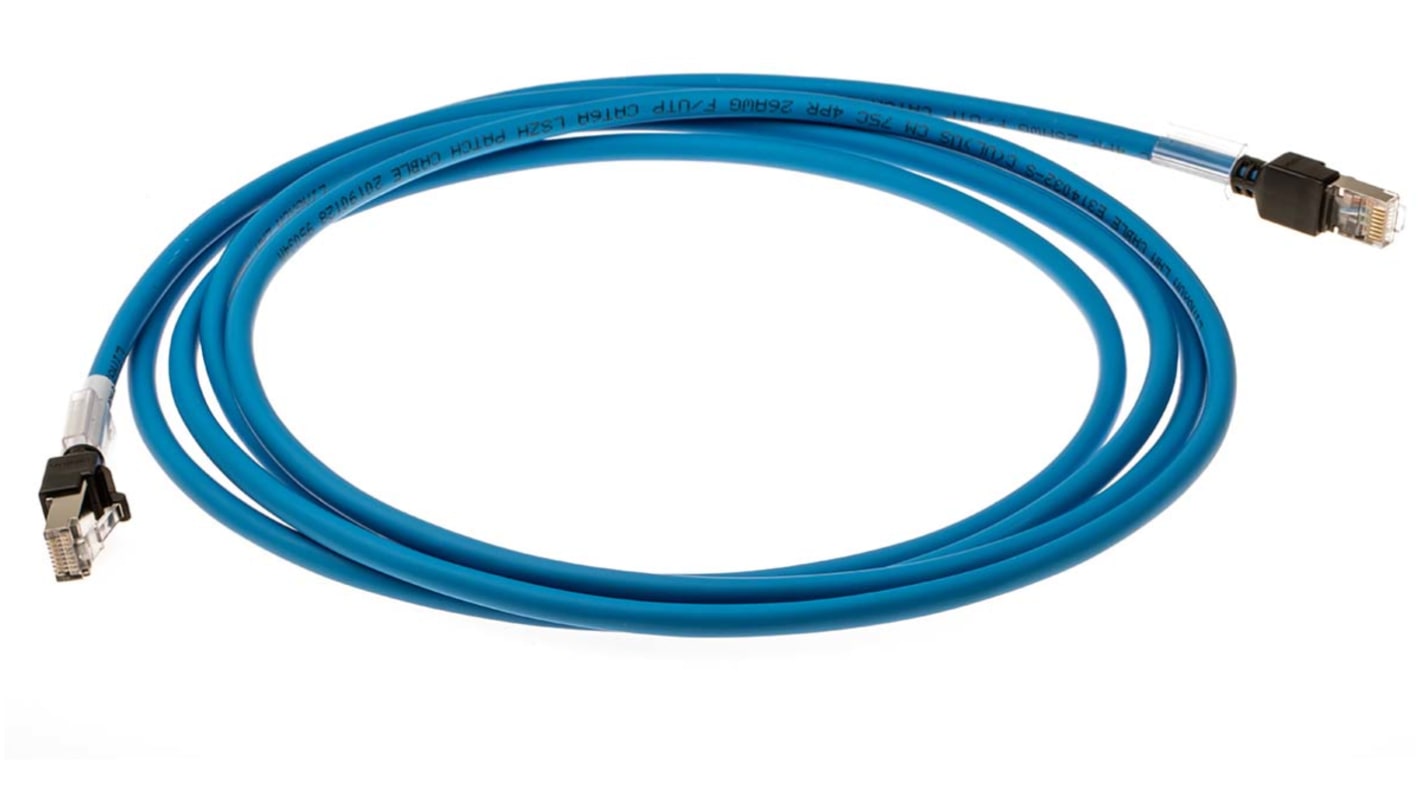 Cable Ethernet Cat6a FTP, STP Omron de color Azul, long. 3m, funda de LSZH