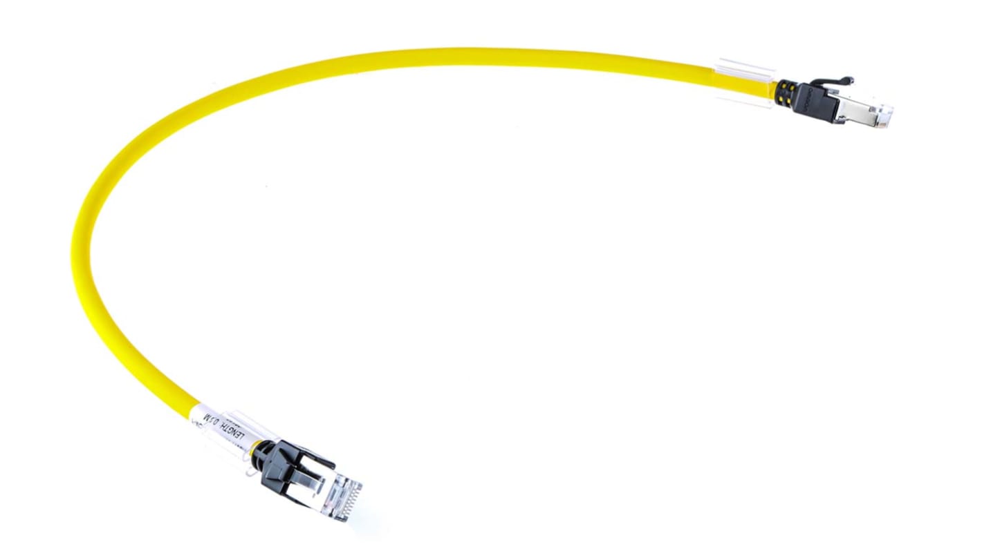 Omron Cat6a Male RJ45 to Male RJ45 Ethernet Cable, FTP, STP, Yellow LSZH Sheath, 0.5m