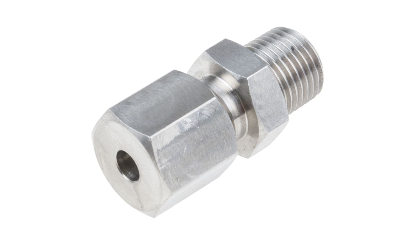 RS PRO In-Line Thermocouple Compression Fitting for Use with Thermocouple, 1/8 NPT, 4mm Probe, RoHS Compliant Standard