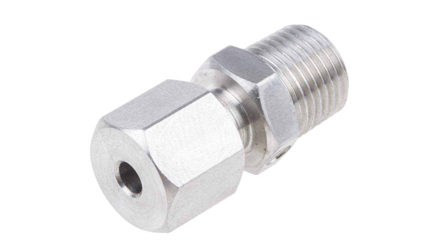 RS PRO In-Line Thermocouple Compression Fitting for Use with Thermocouple, 1/8 NPT, 1/8in Probe, RoHS Compliant Standard