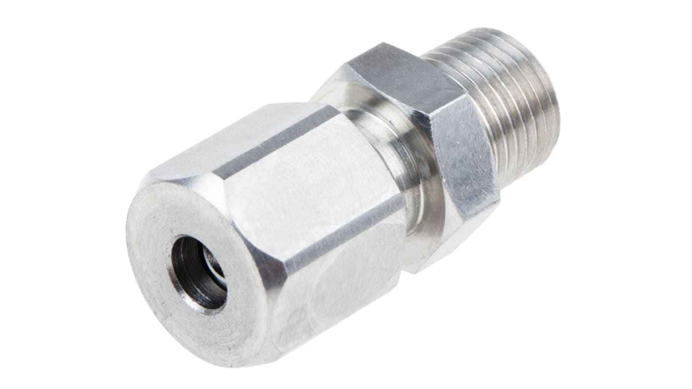 RS PRO In-Line Thermocouple Compression Fitting for Use with Thermocouple, 1/8 NPT, 3/16in Probe, RoHS Compliant