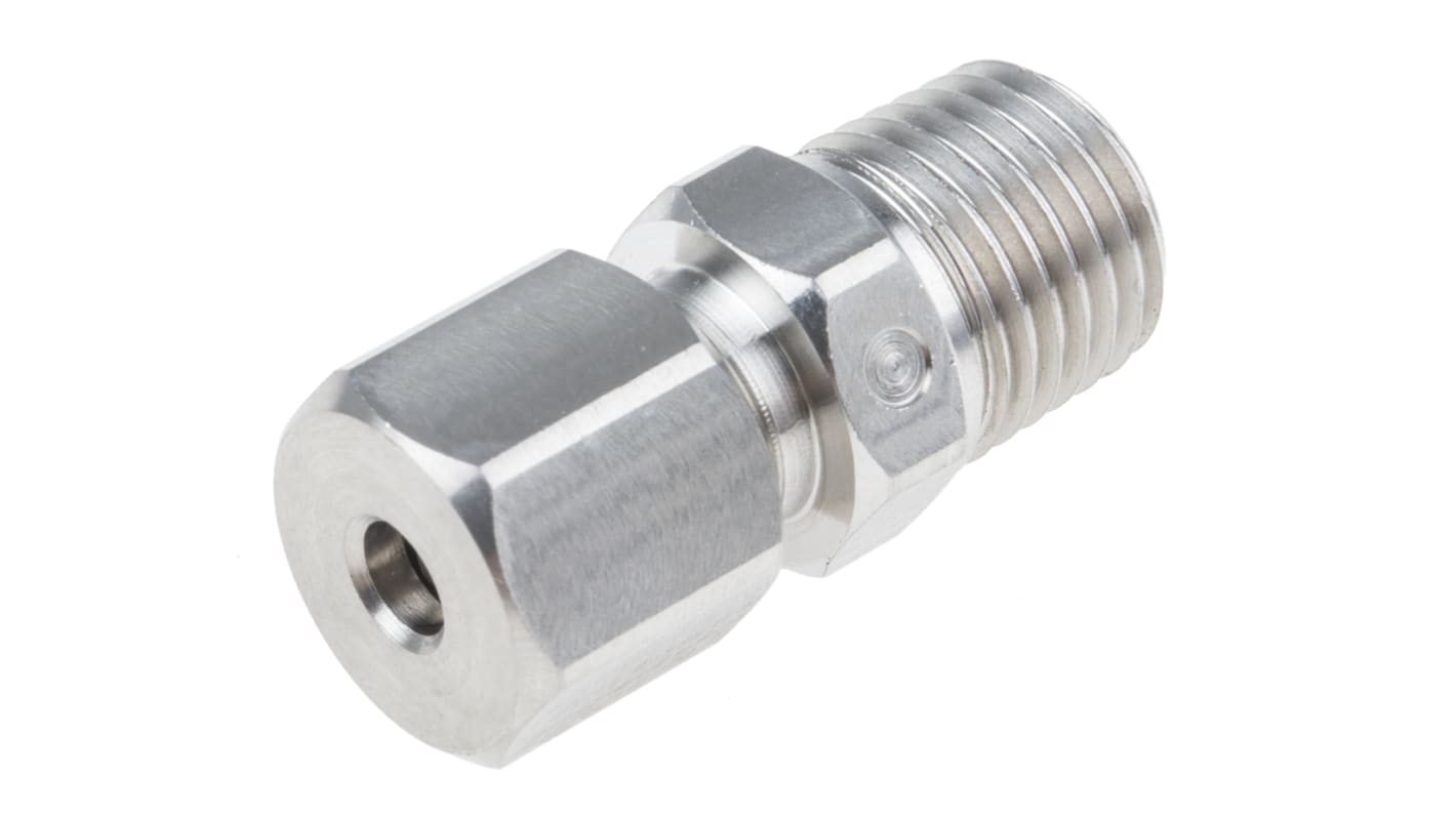 RS PRO In-Line Thermocouple Compression Fitting for Use with Thermocouple, 1/4 NPT, 4.5mm Probe, RoHS Compliant Standard