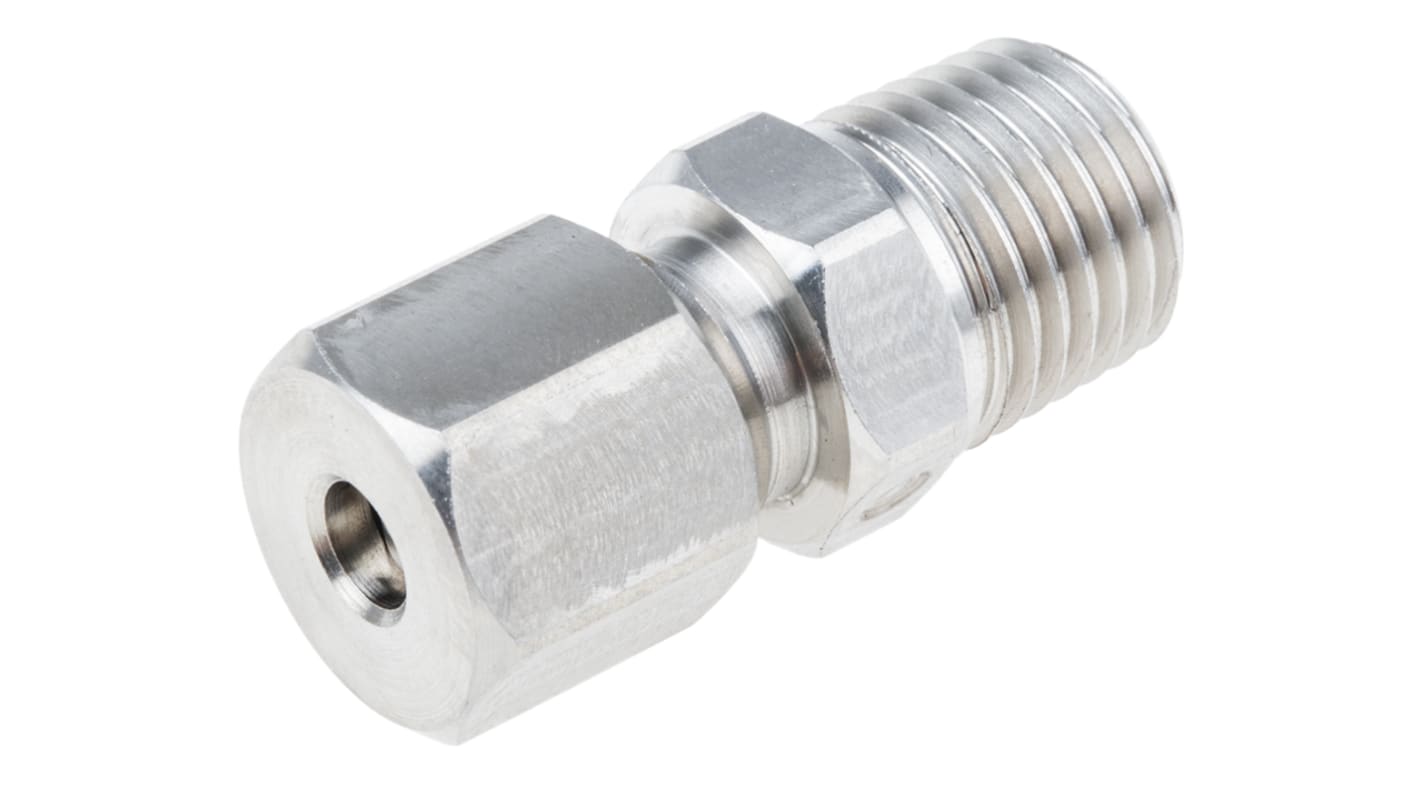 RS PRO In-Line Thermocouple Compression Fitting for Use with Thermocouple, 1/4 NPT, 3/16in Probe, RoHS Compliant