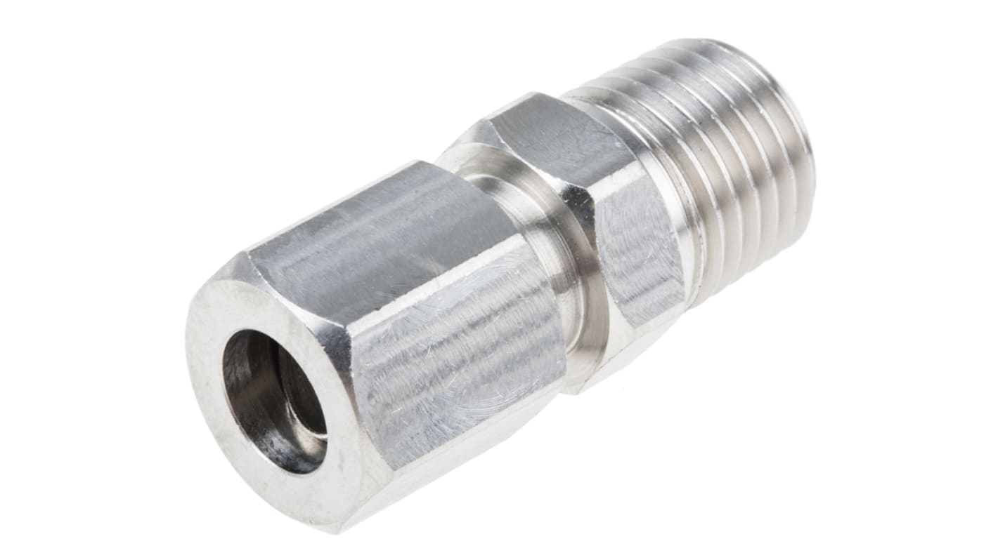 RS PRO In-Line Thermocouple Compression Fitting for Use with Thermocouple, 1/4 NPT, 8mm Probe, RoHS Compliant Standard