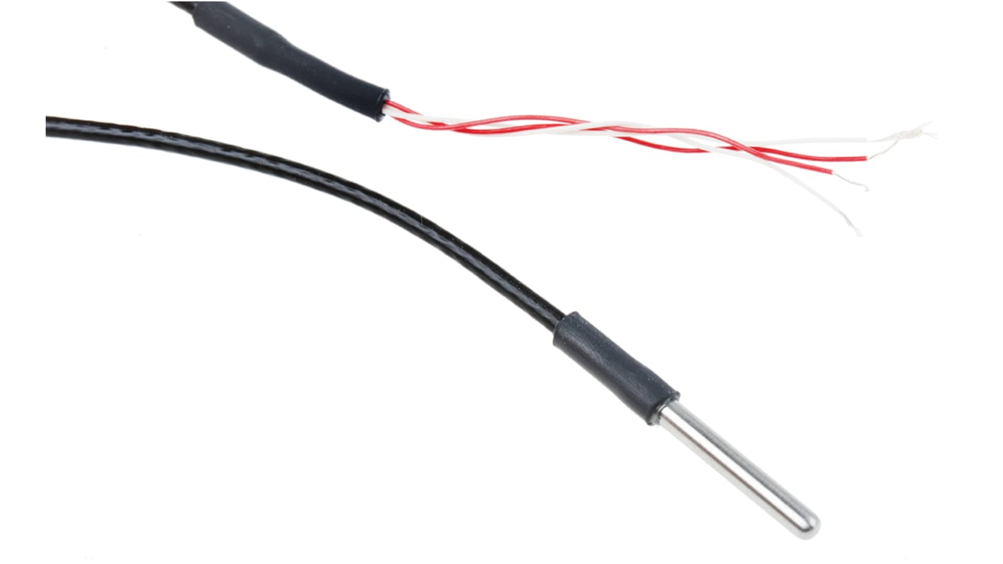 Sensor RTD PT100 RS PRO de 4 hilos, sonda: Ø 3mm, long. 25mm, cable de 2m, temp. -50°C → +250°C