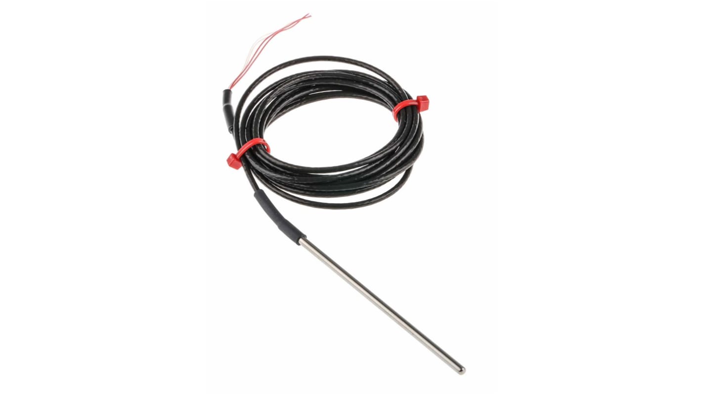 Sensor RTD PT100 RS PRO de 4 hilos, sonda: Ø 3mm, long. 100mm, cable de 2m, temp. -50°C → +250°C