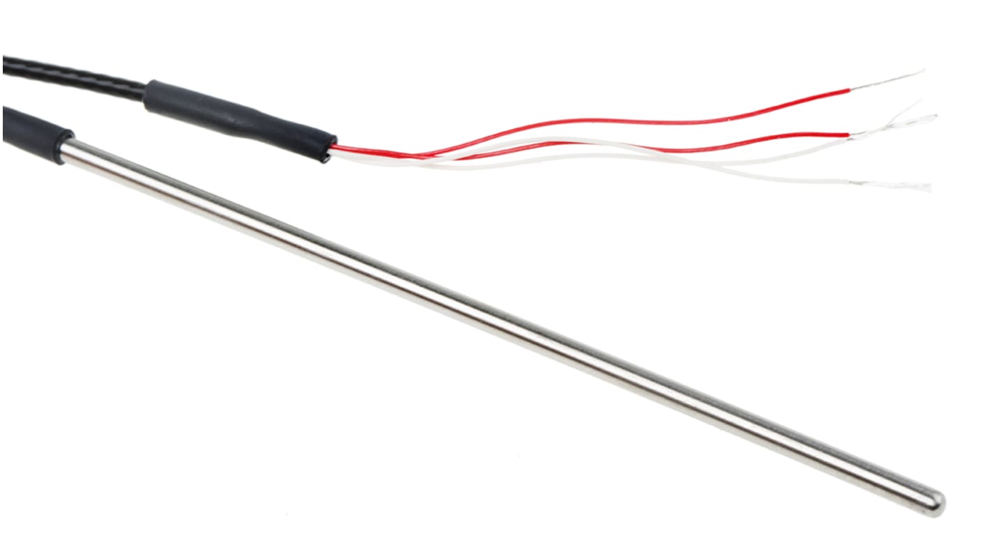 RS PRO PT100 RTD Sensor, 3mm Dia, 125mm Long, 4 Wire, Probe, Class B +250°C Max