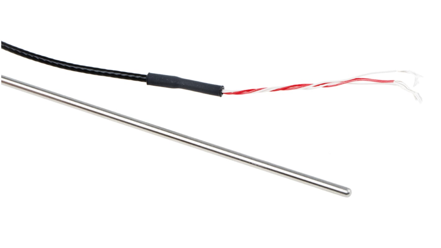 Sensor RTD PT100 RS PRO de 4 hilos, sonda: Ø 3mm, long. 150mm, cable de 2m, temp. -50°C → +250°C