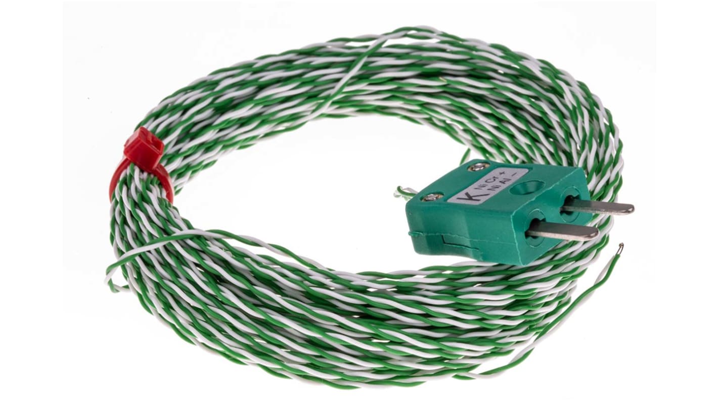 RS PRO Type K Thermocouple 10m Length, 1/0.2mm Diameter → +260°C