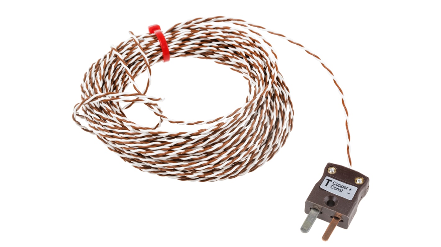 RS PRO Type T Thermocouple 10m Length, 1/0.2mm Diameter → +260°C