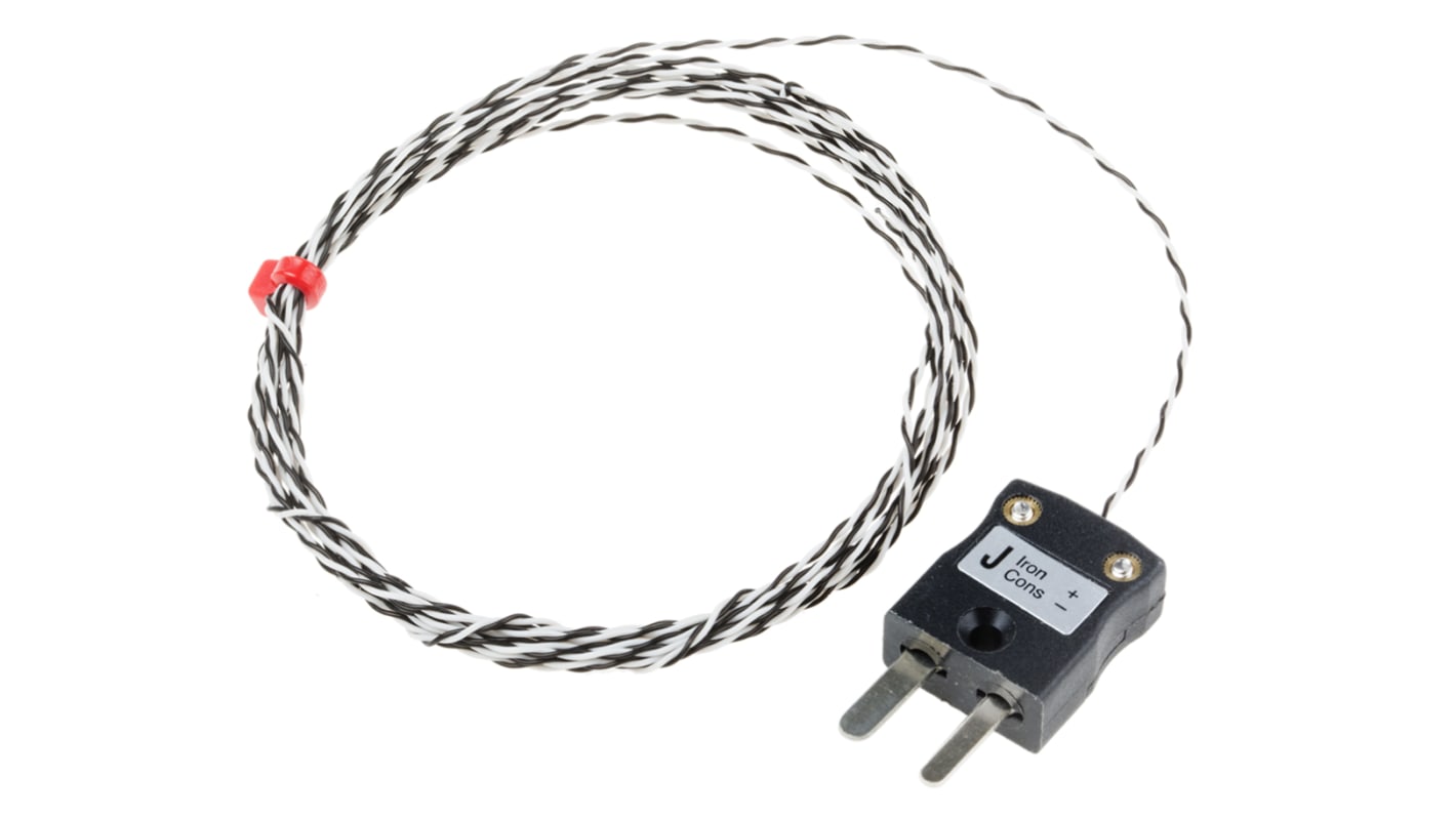 Thermocouple à jonction exposée RS PRO type J Ø 1/0.2mm, L 2m, +250°C max à Fiche mâle miniature