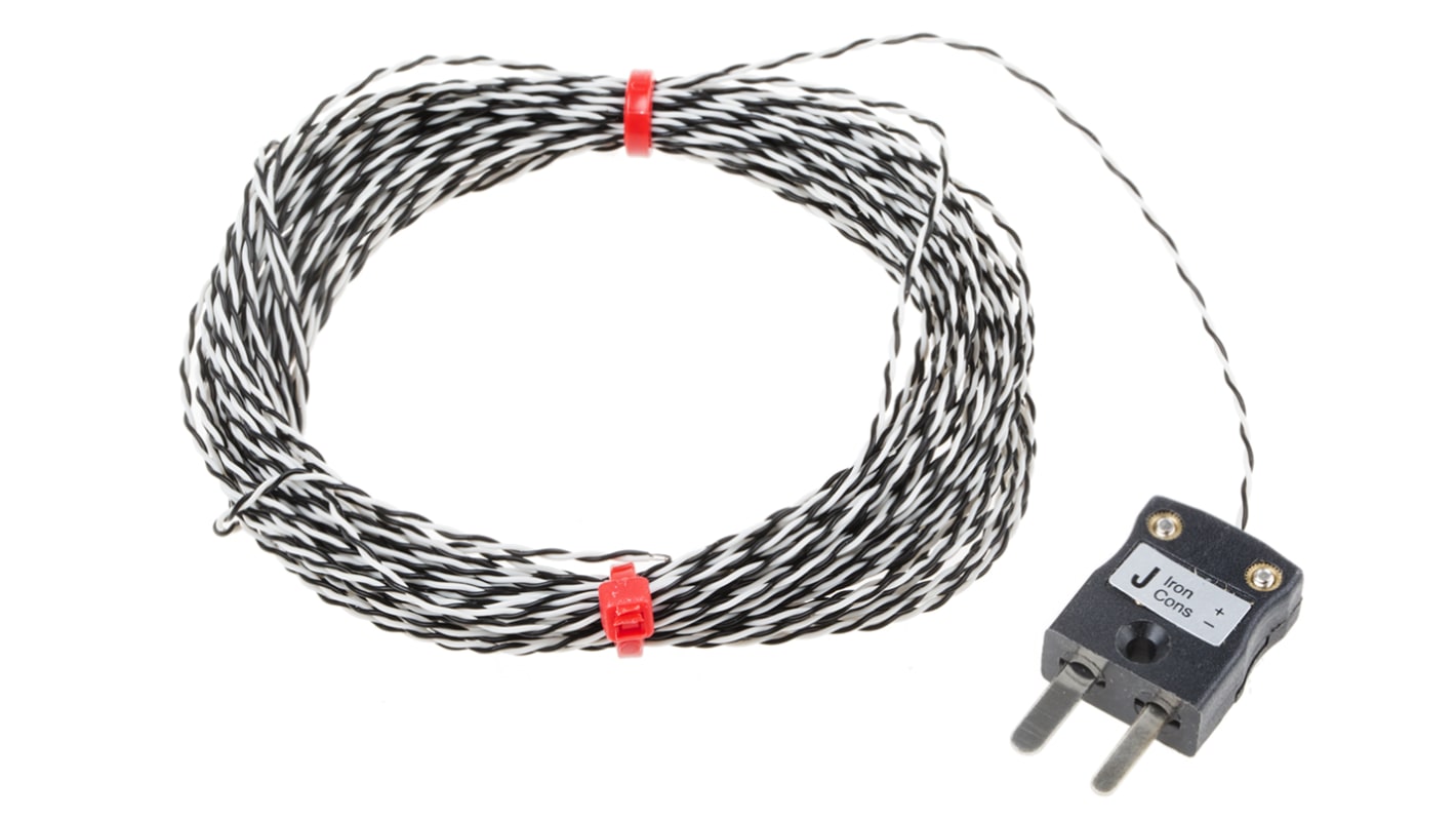 Termopar tipo J RS PRO, temp. máx +250°C, cable de 10m, conexión , con conector miniatura