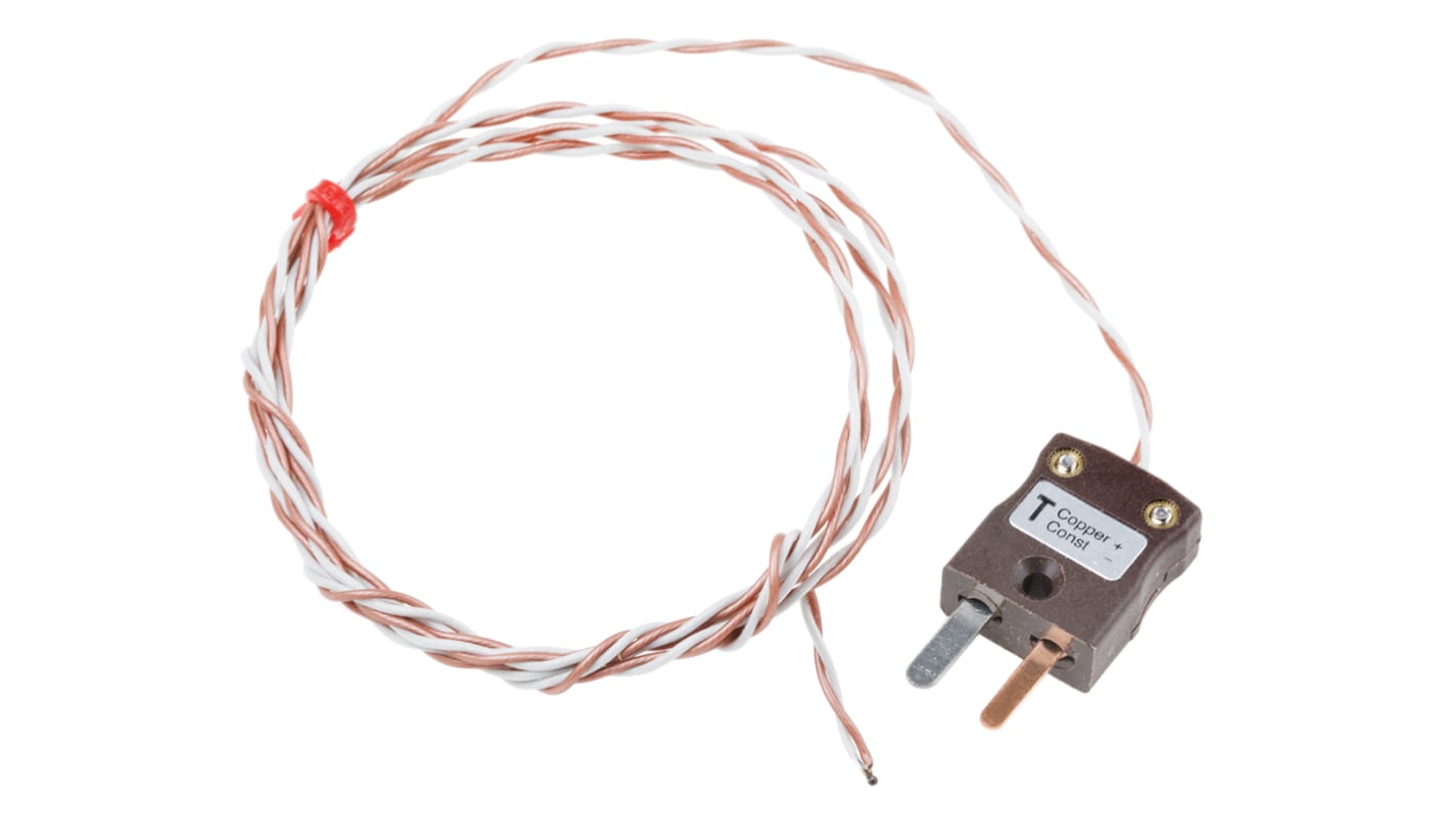 Termocoppia a giunzione esposta tipo T, Ø sonda 7/0.2mm, lungh. sonda 1m, +250°C