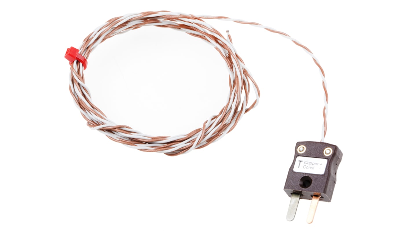 Termopar tipo T RS PRO, Ø sonda 7/0.2mm x 2m, temp. máx +250°C, cable de 2m, conexión , con conector miniatura