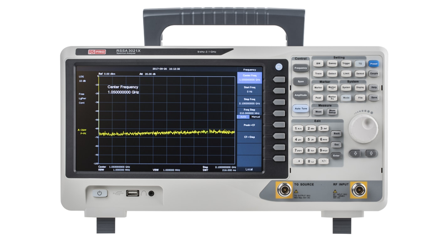 RS PRO Tischausführung Spektrumanalysator, 9 kHz → 2.1GHz, 9 kHz / 2.1GHz, RJ45, USB-A 2.0, USB-B 2.0