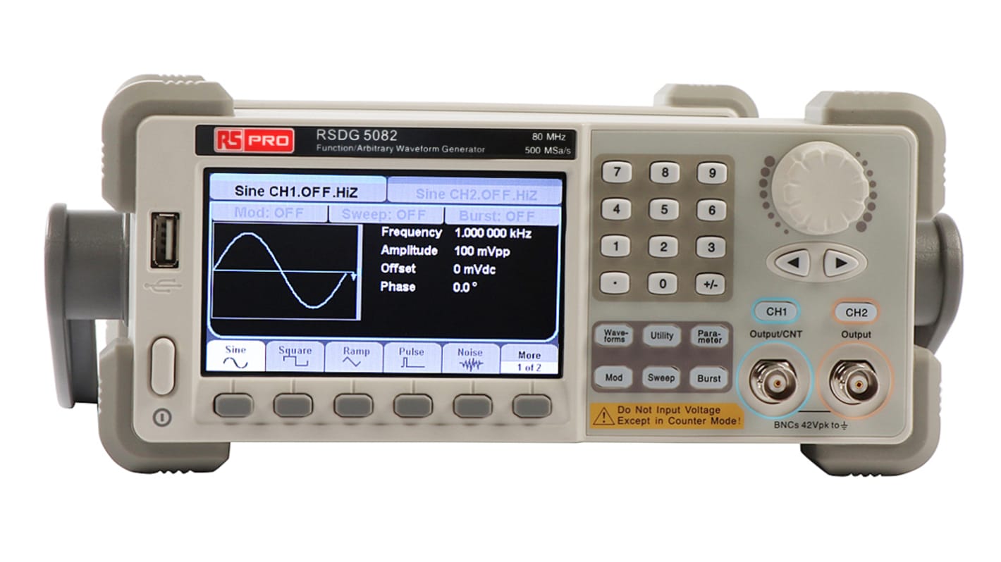 RS PRO Arbiträr-Funktionsgenerator mit TFT LCD Arbiträr-Wellenform, 80MHz / 20V ss, USB-Gerät, USB-Host