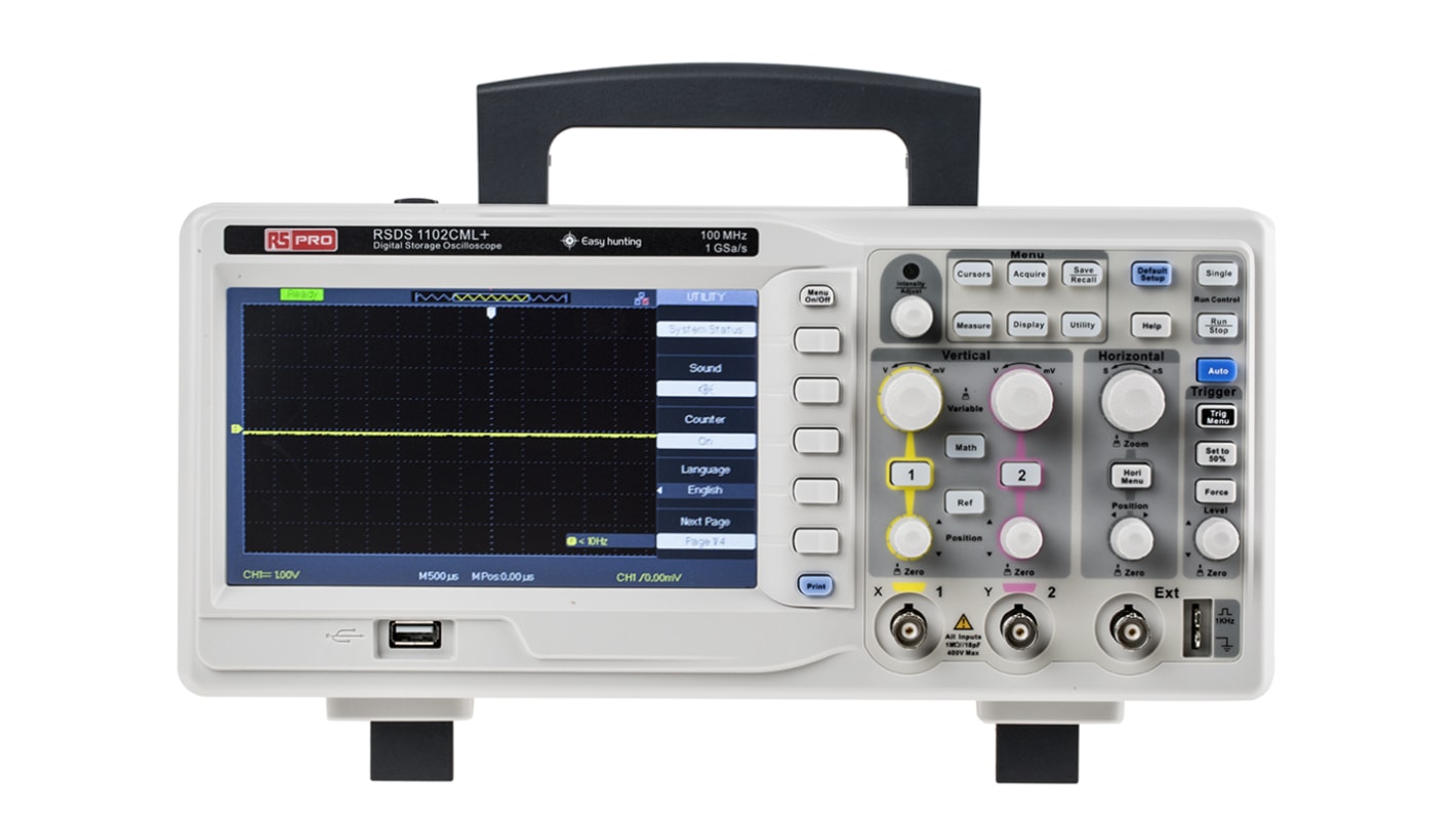 RS PRO 100MHz Oscilloskop, 2-kanal analog, Bærbar, RSCAL kalibreret