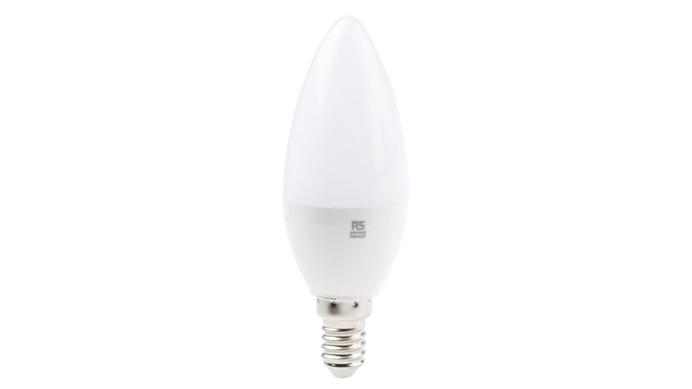 Lampe GLS à LED bougie E14 RS PRO, 5,6 W, 470 lm, 2700K, Blanc chaud, gradable