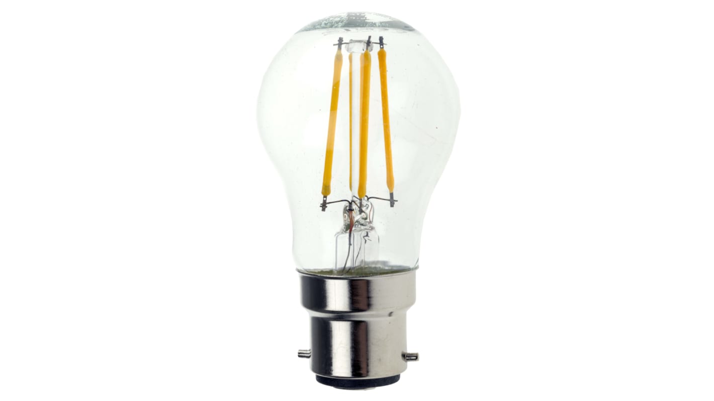 Bombilla LED RS PRO, 240 V, 4 W, casquillo B22, Blanco Cálido, 2700K, 470 lm, 15000h