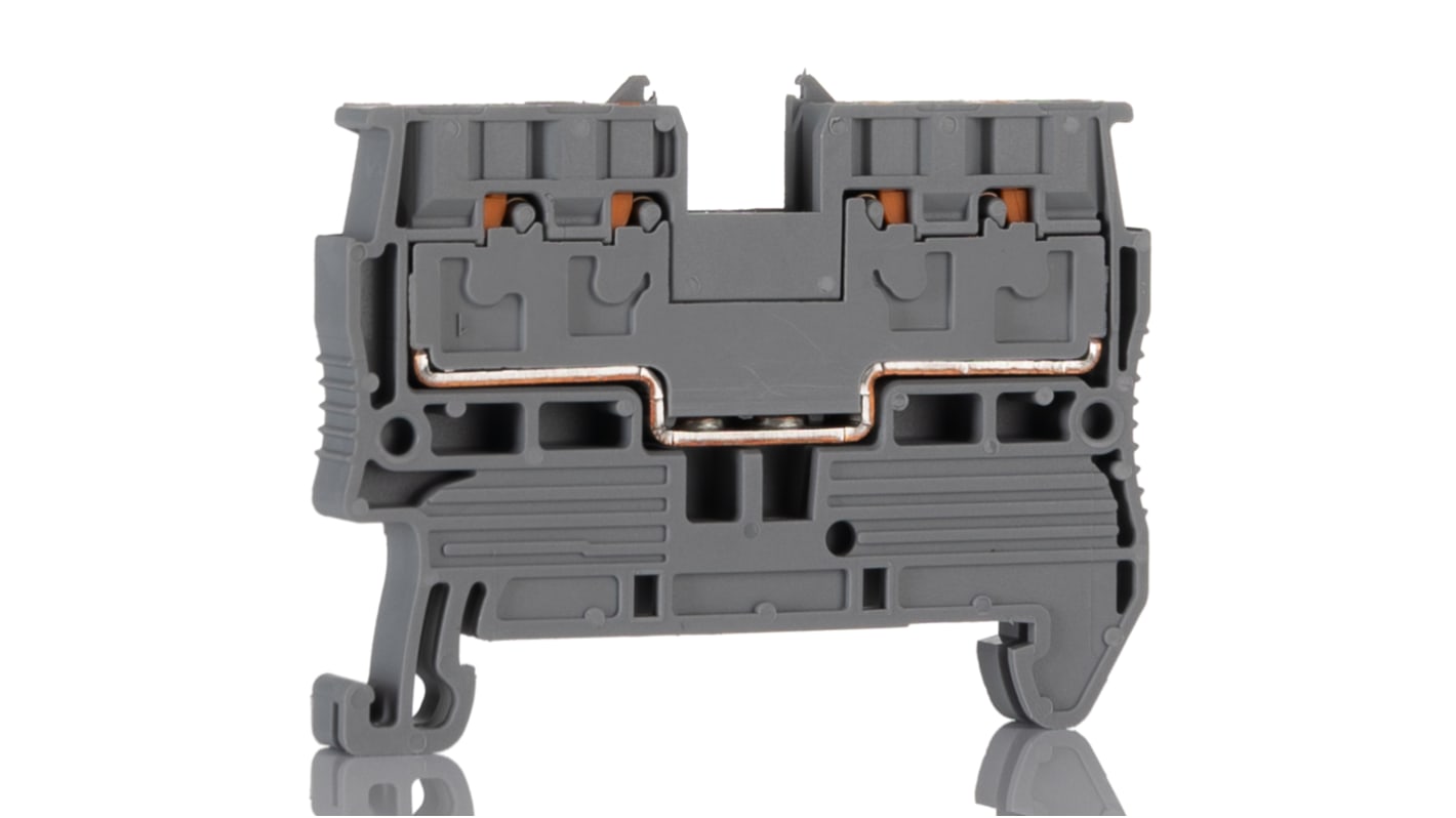 Phoenix Contact PT 2.5/S-QUATTRO Series Grey Feed Through Terminal Block, 4-Level, Push In Termination