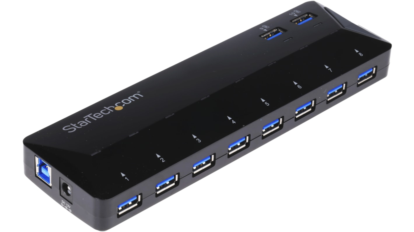 StarTech.com 10 Port USB 3.0 USB A Hub, AC Adapter Powered