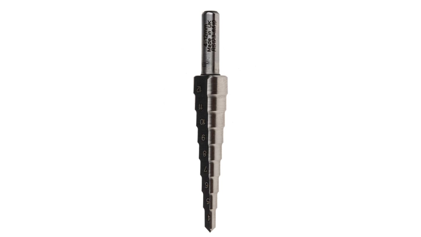 RS PRO HSS Step Drill Bit 4mm x 12mm