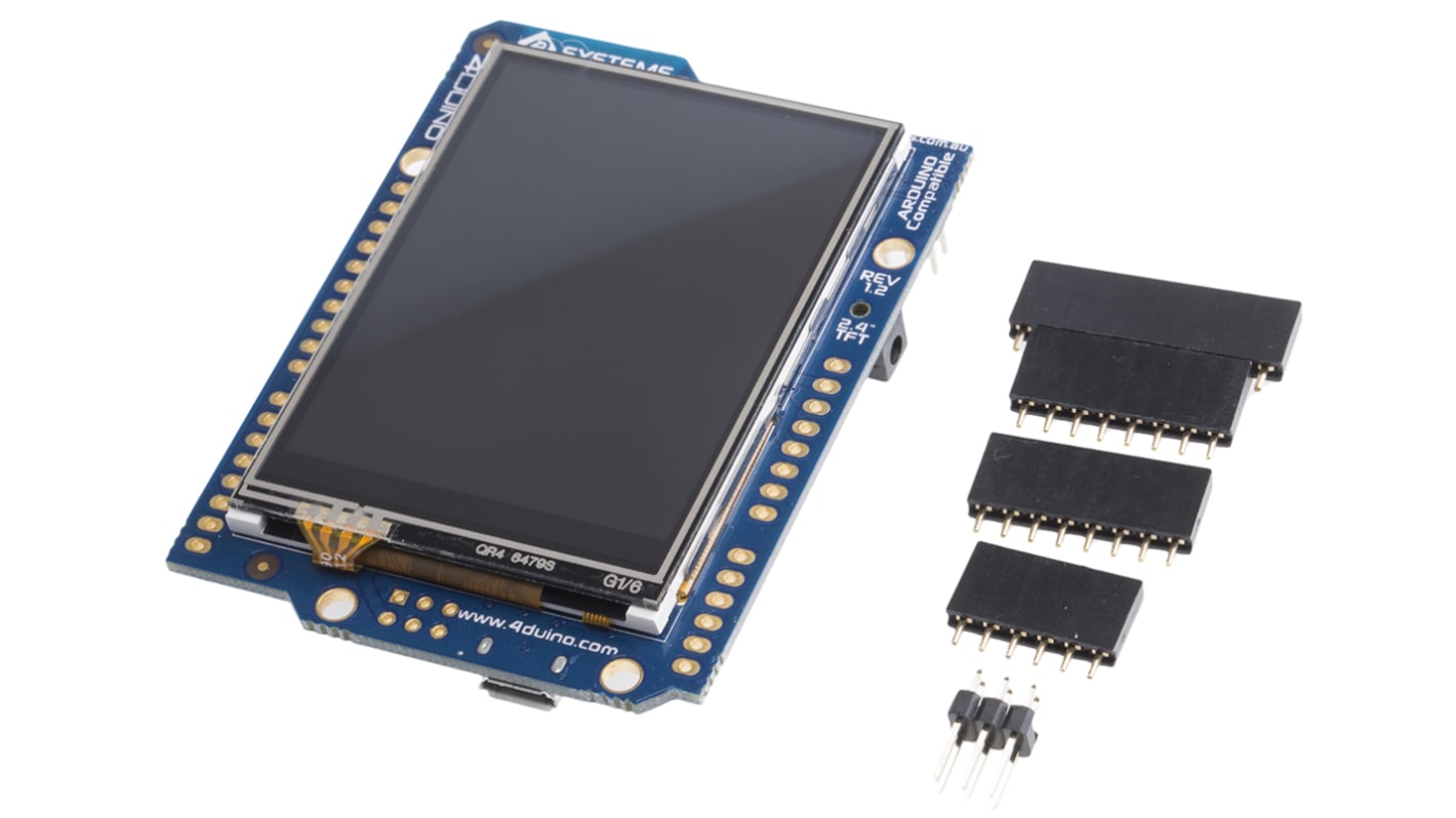 Display LCD color TFT táctil resistivo 4D Systems de 2.4plg, 240 x 320pixels, alim. 4 → 5,5 V, interfaz I2C, SPI