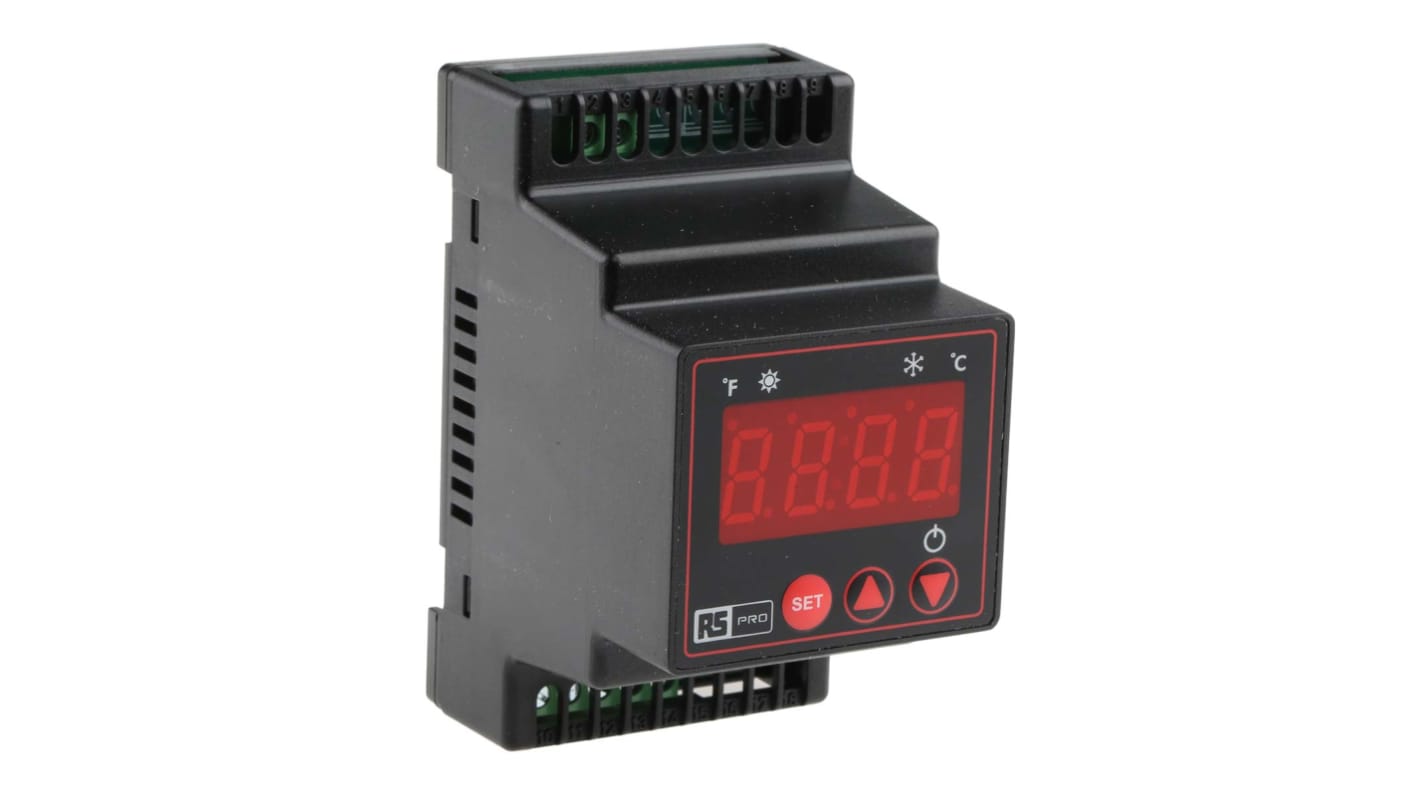 Controlador de temperatura ON/OFF RS PRO, 54 x 94mm, 230 V ac, 1 entrada NTC, 1 salida Relé