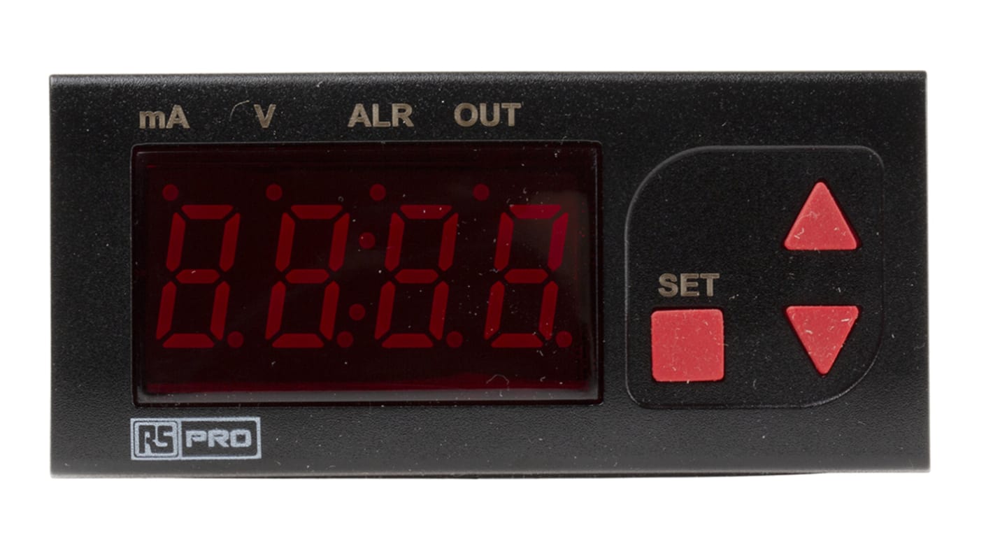 RS PRO Panel Mount Temperature Indicator, 77 x 35mm 4 Input, 230 V ac Supply Voltage