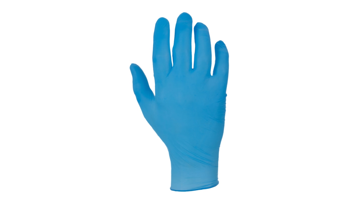 RS PRO Blue Powder-Free Nitrile Disposable Gloves, Size 7.5, Medium, Food Safe, 100 per Pack