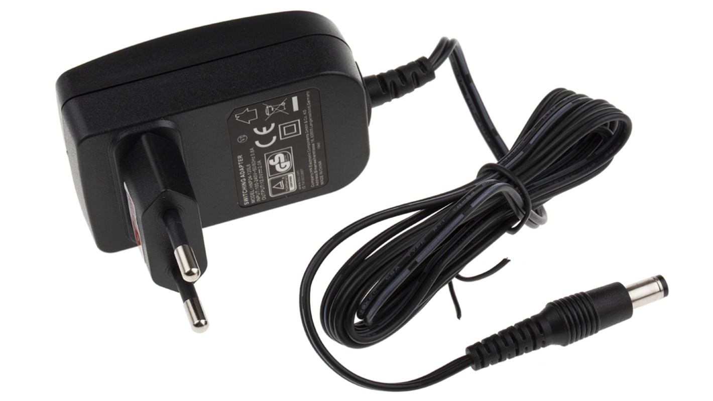 RS PRO Steckernetzteil AC/DC-Adapter 24W, 100V ac, 12V dc / 2A, EU-Netzstecker