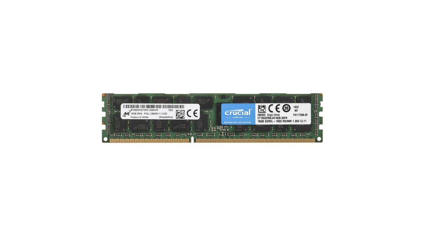 Crucial 16 GB DDR3L Server RAM, 1600MHz, RDIMM, 1.35V