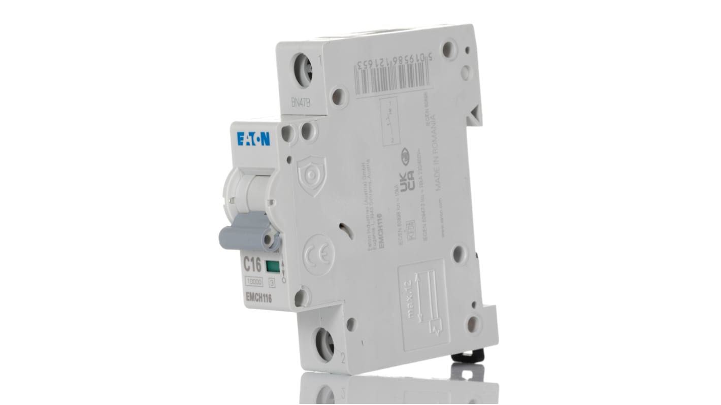 Eaton MEMShield MCB, 1P, 16A Curve C, 230V AC, 48V DC, 10 kA Breaking Capacity