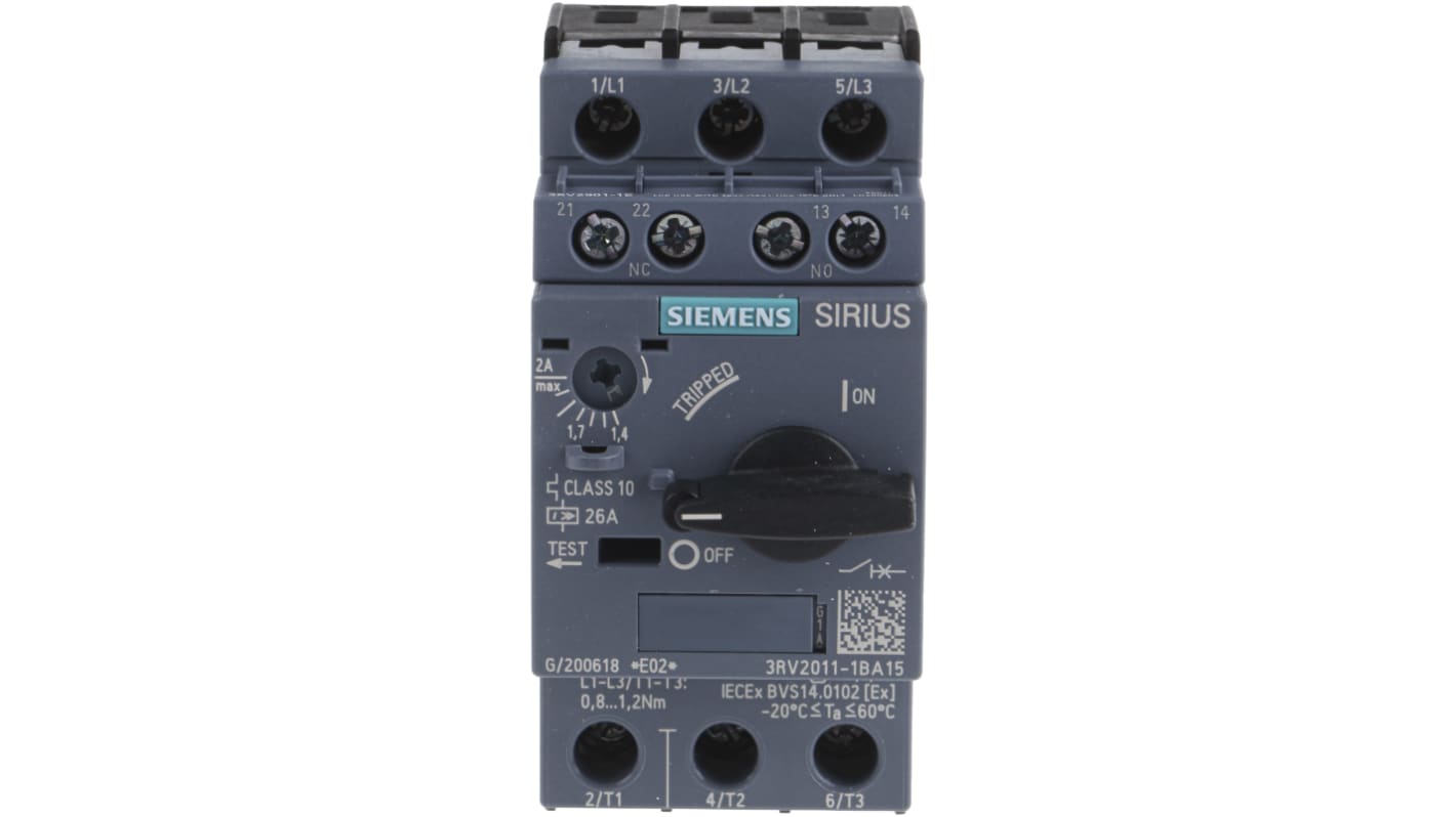 Siemens SIRIUS SRV2 Motorschutzschalter, 1,4 → 2 A 690 V 45mm x 96.9mm Schutzschalter