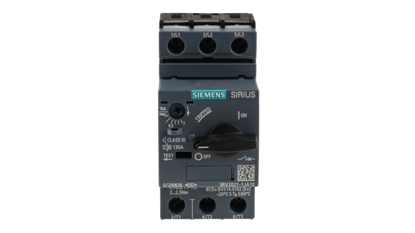 Siemens SIRIUS SRV2 Motorschutzschalter, 7 → 10 A 690 V 45mm x 96.9mm Überlastschalter SZ S0