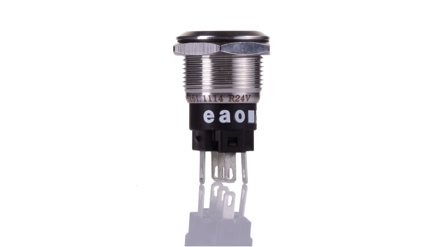 EAO 82 Series Illuminated Push Button Switch, Momentary, Panel Mount, 19mm Cutout, SPDT, Red LED, 240V, IP65, IP67