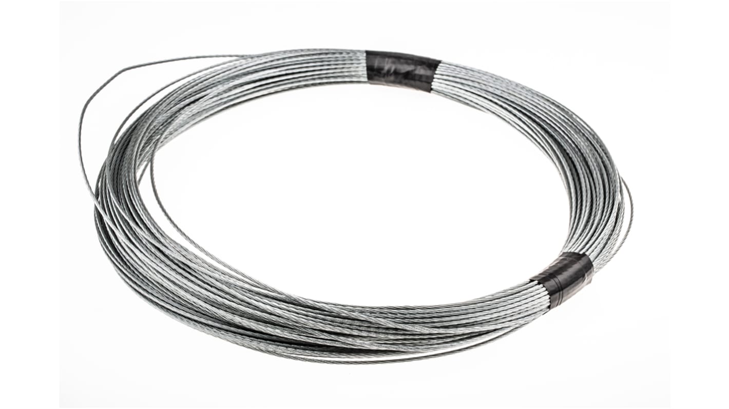 RS PRO Galvanised Metal Wire Rope, 50m