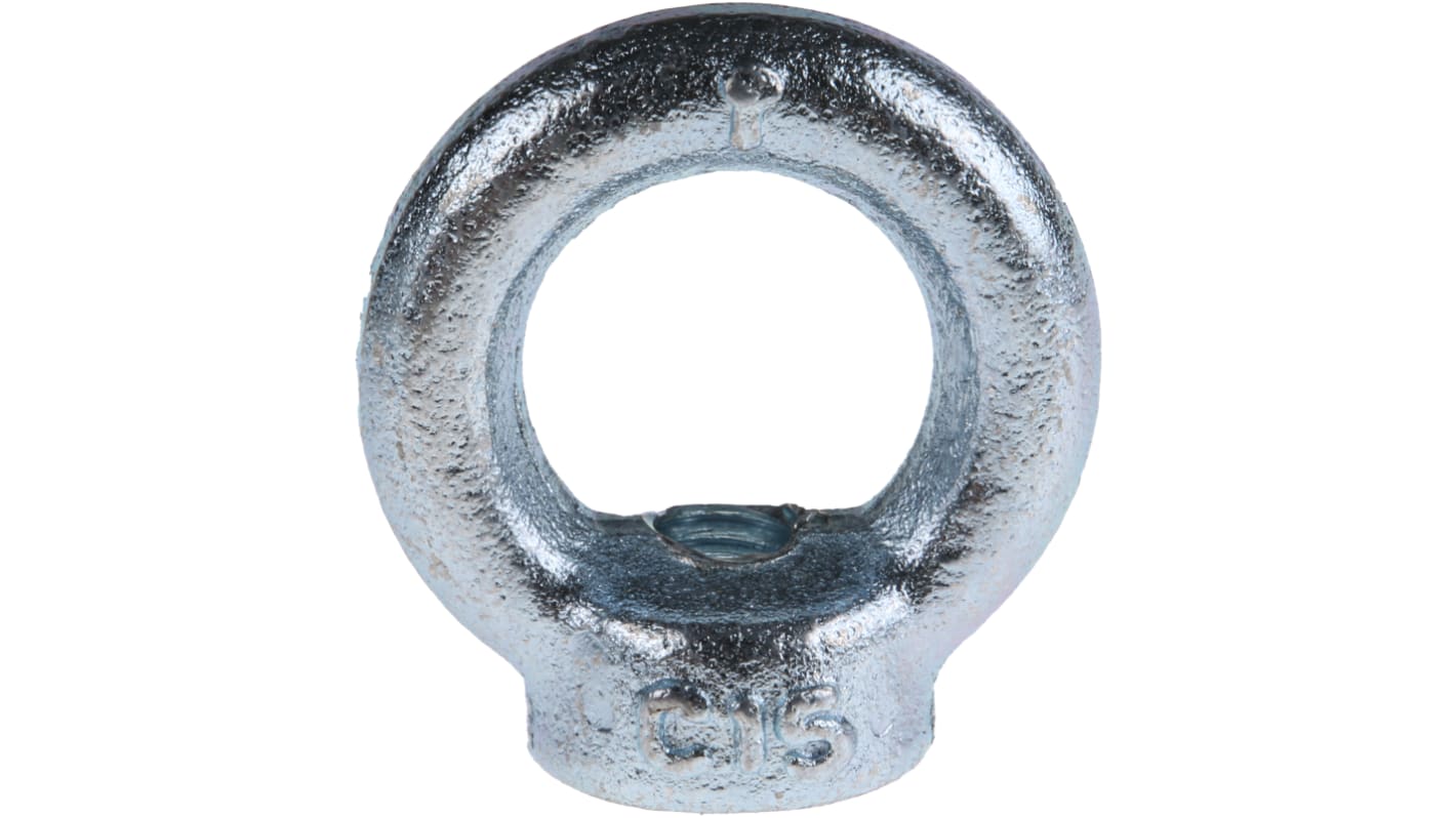 RS PRO Carbon Steel Eye Nut, M8 Thread, 20mm Internal Eye Diameter, 36mm Outer Eye Diameter, 0.14t Load