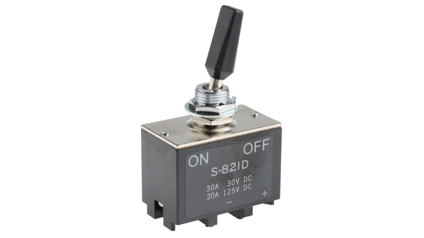 NKK Switches Toggle Switch, Panel Mount, On-Off, DPST, Screw Terminal, 30 V dc, 125V ac